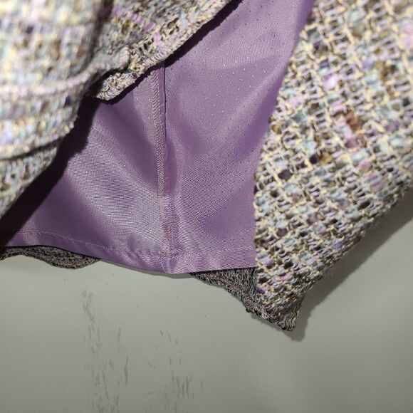 Context Lined Lavender Tweed Flirty Hem Skirt - Picture 3 of 9